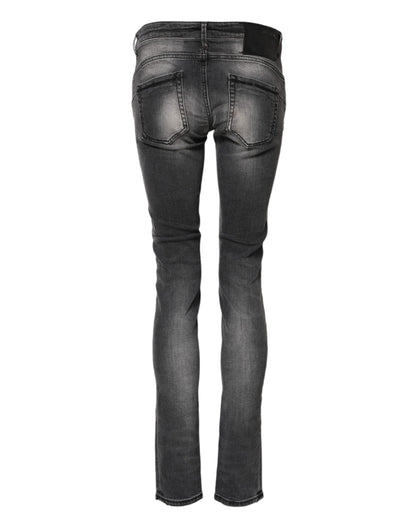Dark Gray Cotton Slim Fit Denim Low Waist Denim Jeans