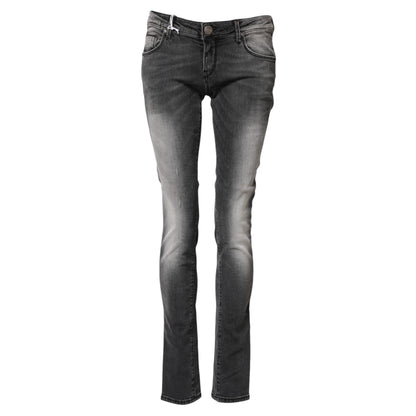 Dark Gray Cotton Slim Fit Denim Low Waist Denim Jeans