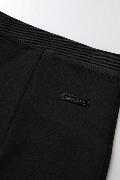 Black Polyester Pencil Cut Knee Length Skirt
