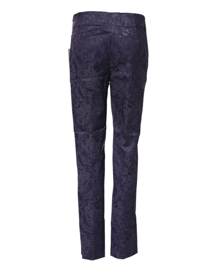 Purple Jacquard High Waisted Pants