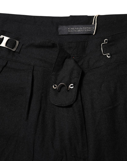 Black Straight Fit High Waist Pants