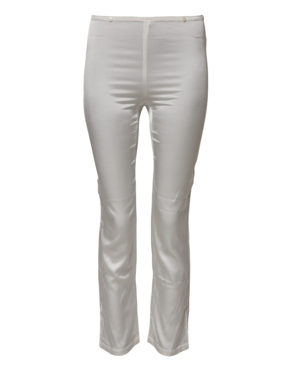 Ivory Silk Tapered High Waist Pants