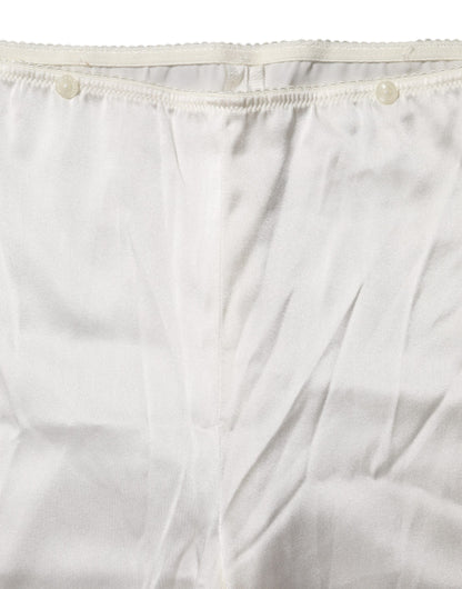 Ivory Silk Tapered High Waist Pants