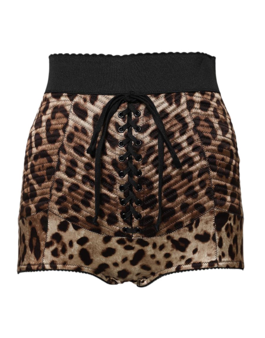 Brown Leopard High Waist Hot Pants Shorts