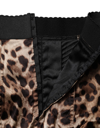 Brown Leopard High Waist Hot Pants Shorts