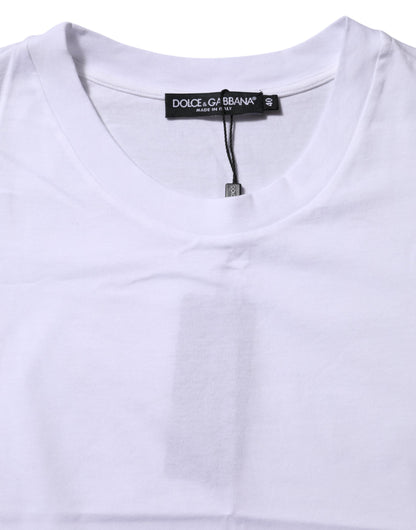 White Cotton Round Neck Short Sleeves T-shirt
