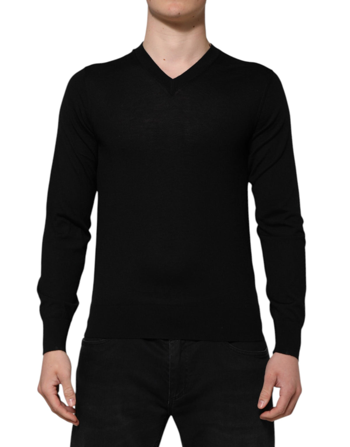 Dark Gray Embroidered Logo Pullover Sweater
