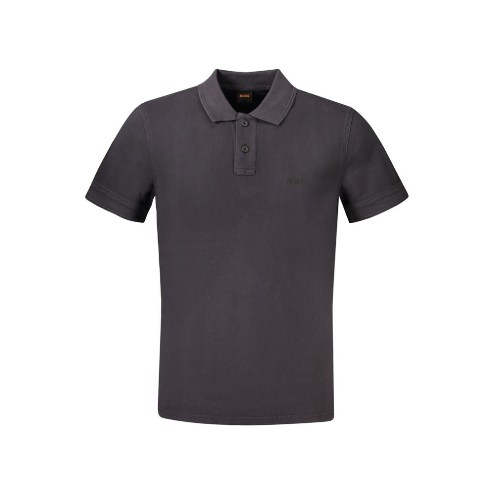 Black Cotton Men Polo