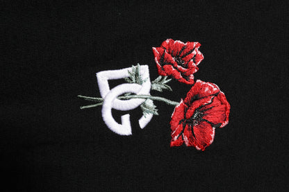 Black Wool DG Logo Rose Collared Polo T-shirt