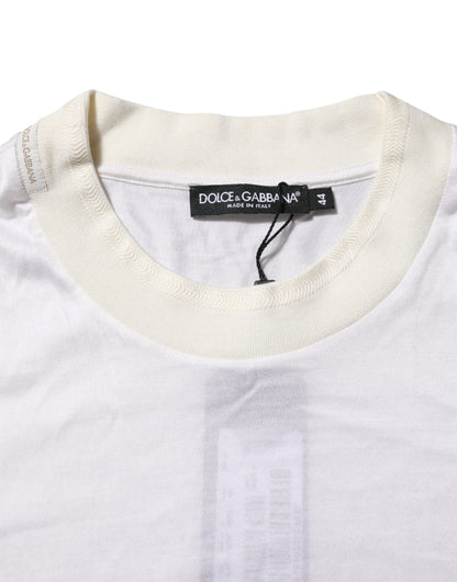 White Silk Crew Neck Long Sleeves T-shirt
