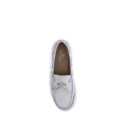 White Calf Leather Bos Taurus Slip-On Loafers