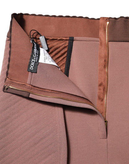 Brown Viscose High Waisted Hot Pants Shorts