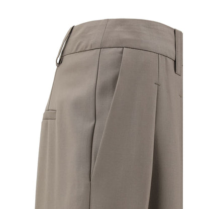 Bicolor Fleece Wool Flared Pants