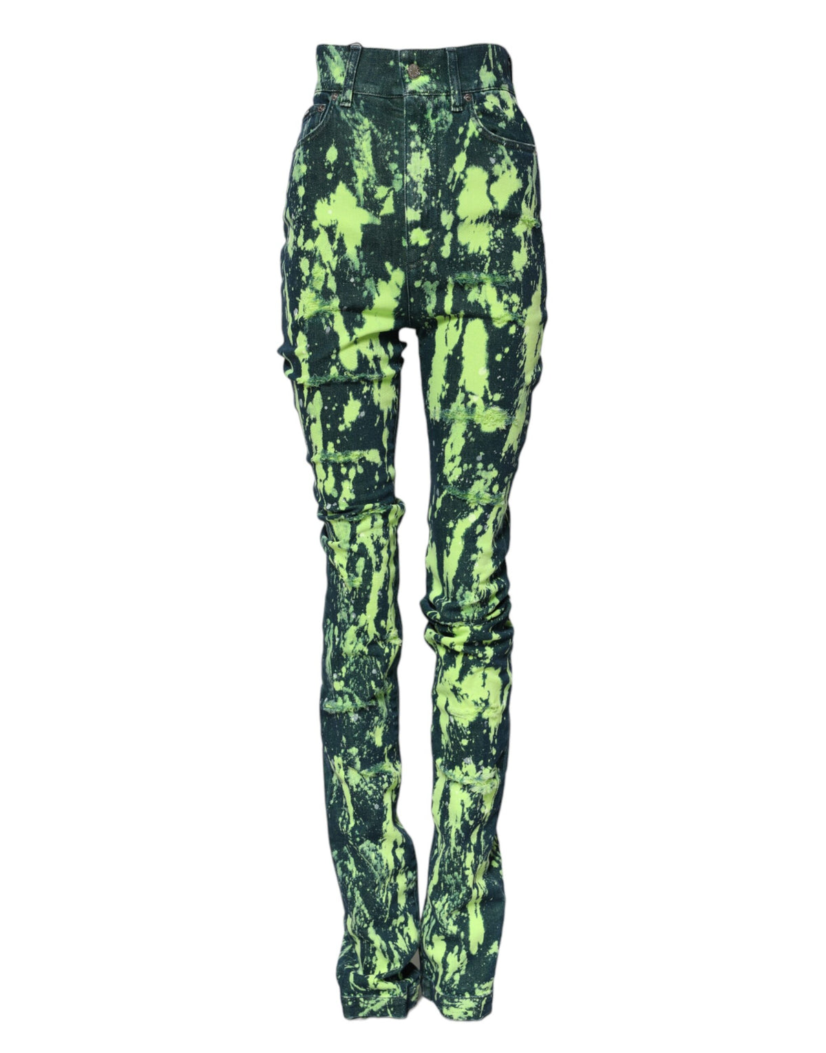 Green Color Splash High Waist Denim Jeans