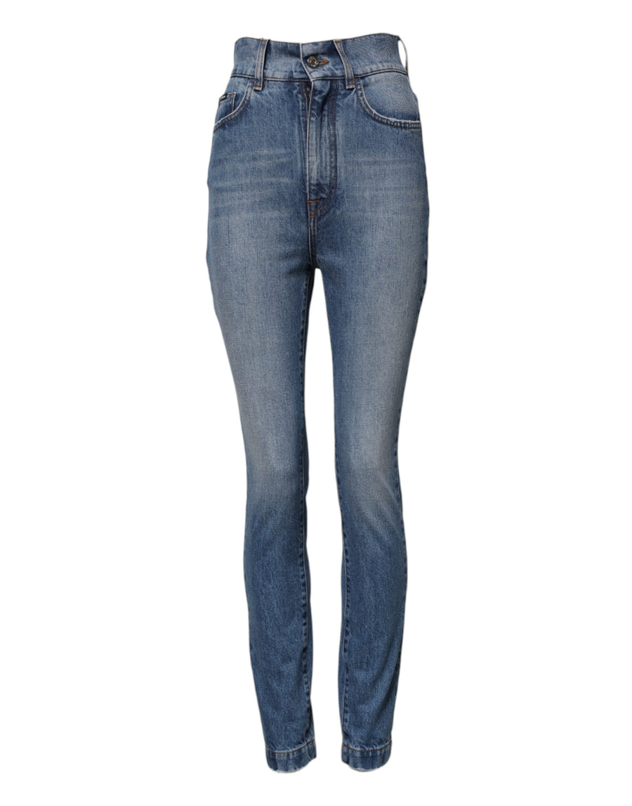 Blue Washed Skinny High Waist Denim Jeans