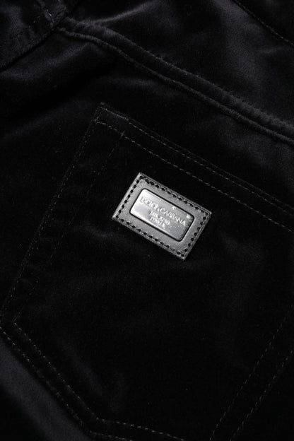 Black Cotton Skinny Capri Cropped Denim Jeans