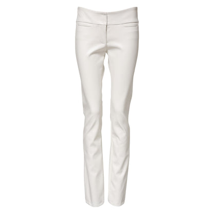 White Polyurethane High Waist Tapered Pants