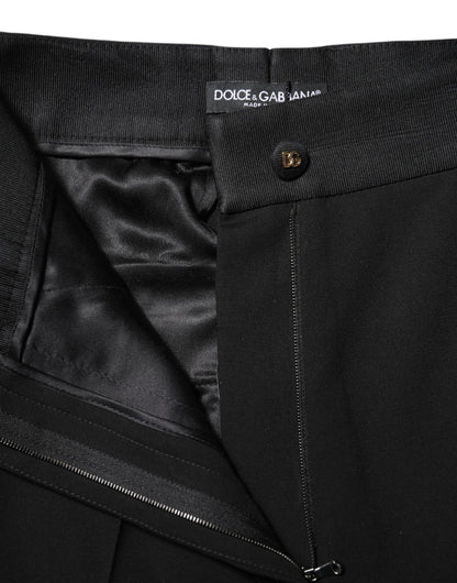 Black Wool High Waist Skinny Pants