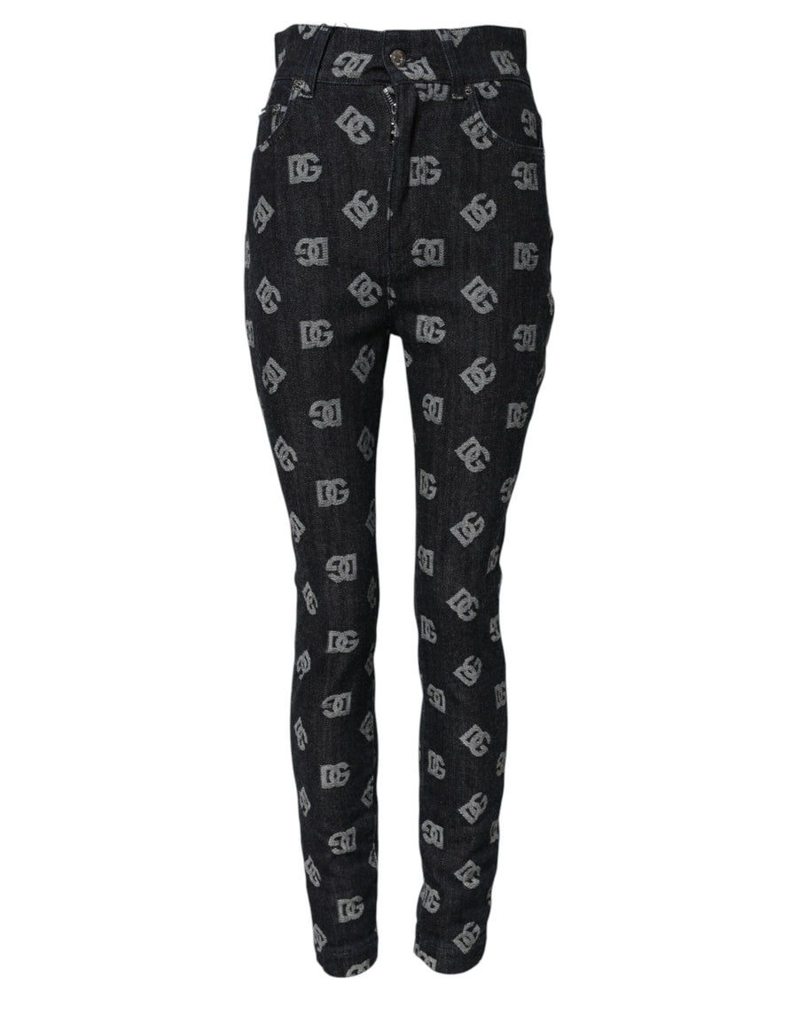 Black DG Logo High Waist Skinny Denim Jeans