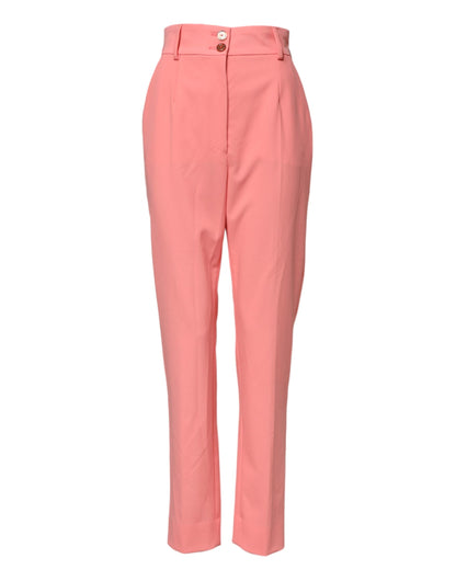Pink High Waist Tapered Dress Pants