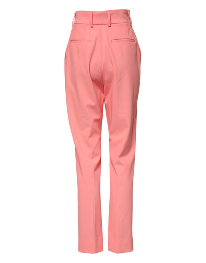 Pink High Waist Tapered Dress Pants