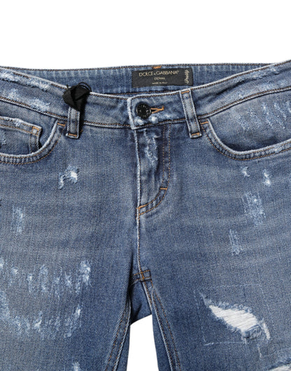 Blue PRETTY Tattered Skinny Denim Jeans