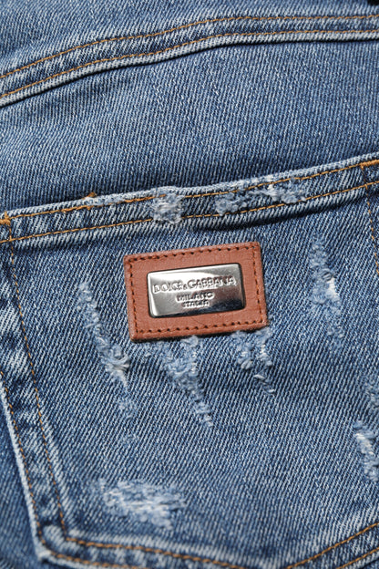 Blue PRETTY Tattered Skinny Denim Jeans