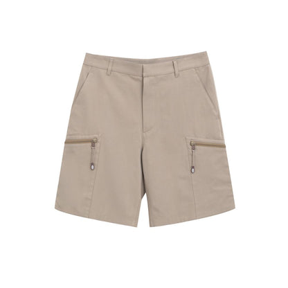 Beige Cotton Cargo Shorts