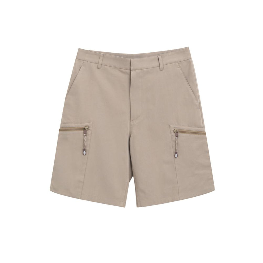 Beige Cotton Cargo Shorts