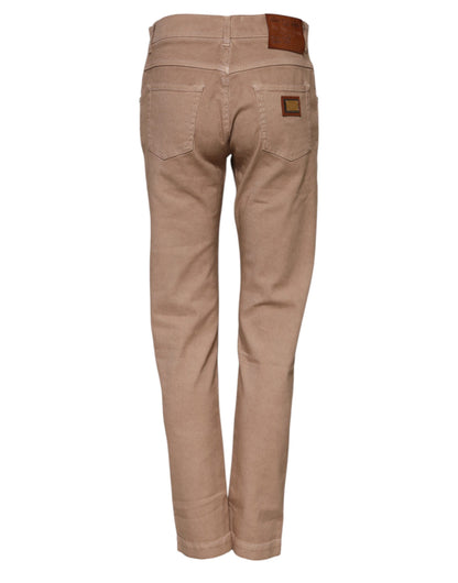Brown Cotton Boyfriend Denim Trousers Jeans