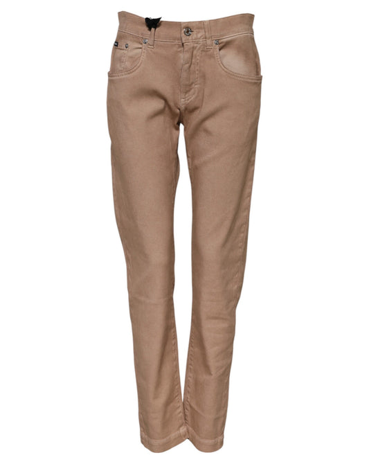 Brown Cotton Boyfriend Denim Trousers Jeans