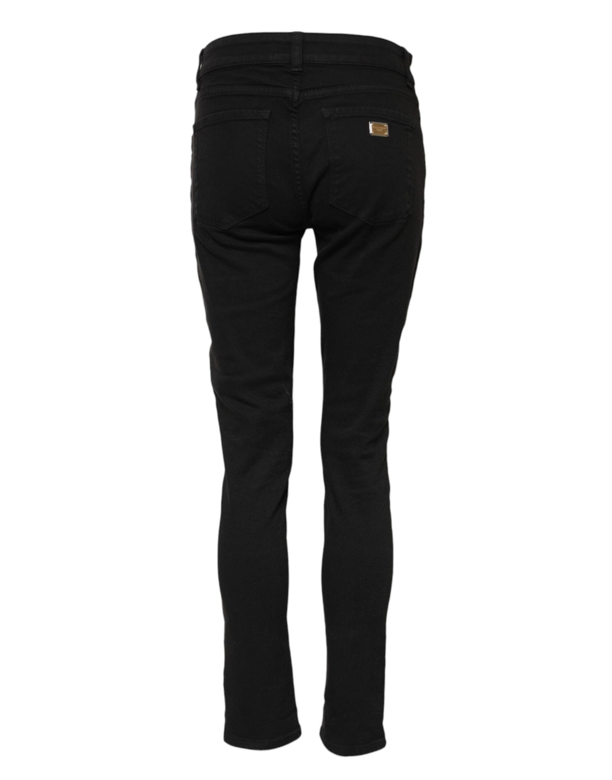 Black Cotton Logo Skinny Mid Waist Denim Jeans