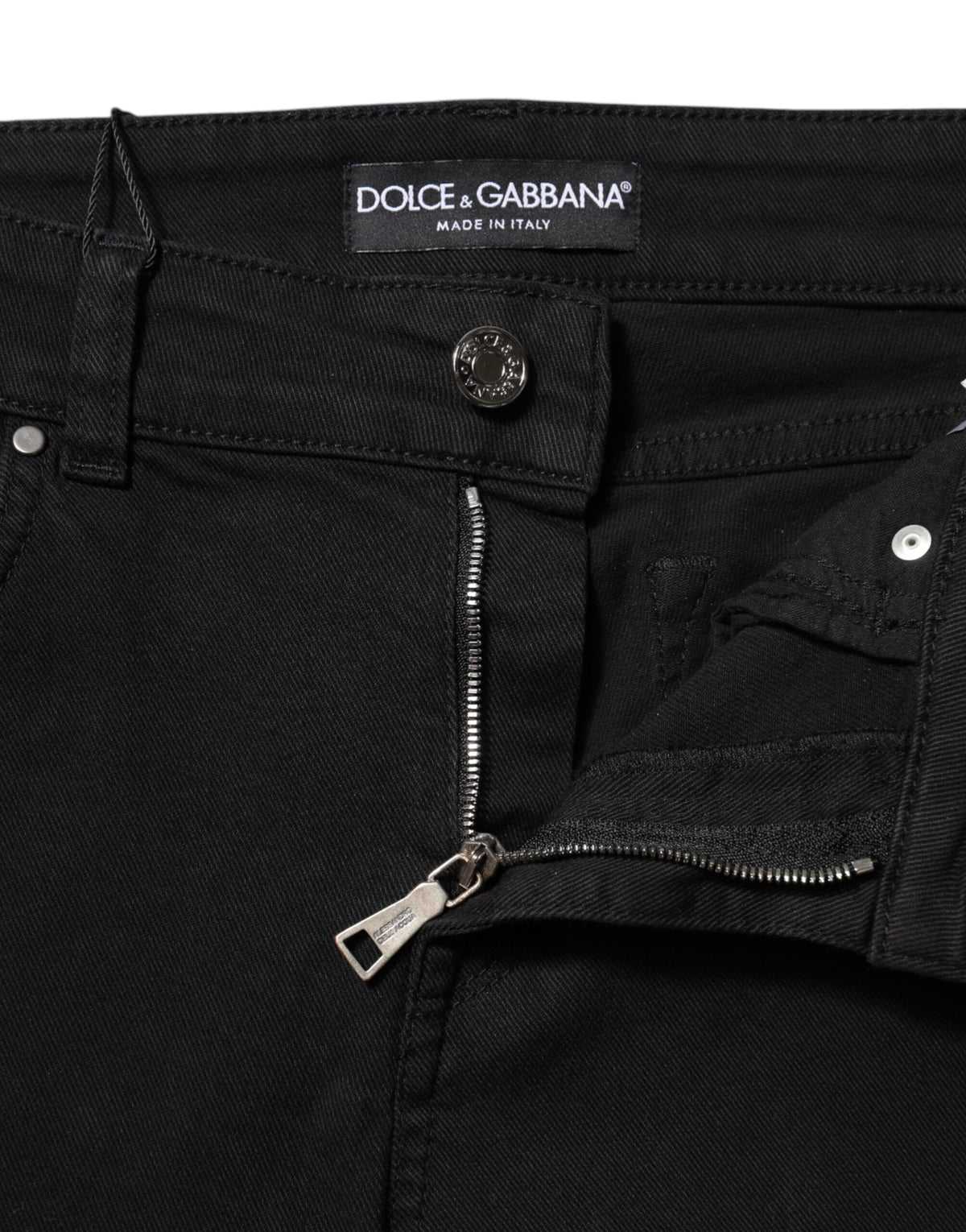Black Cotton Logo Skinny Mid Waist Denim Jeans