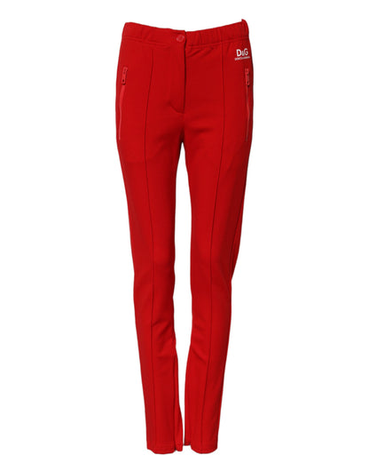 Red Mid Waist Slim Fit Pants