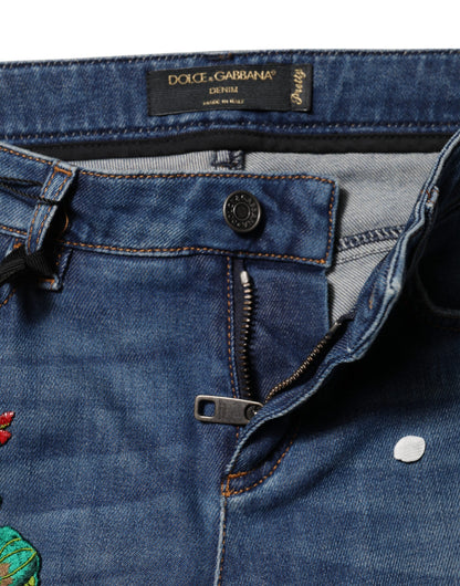 Blue Cotton Low Waist Skinny Denim Jeans