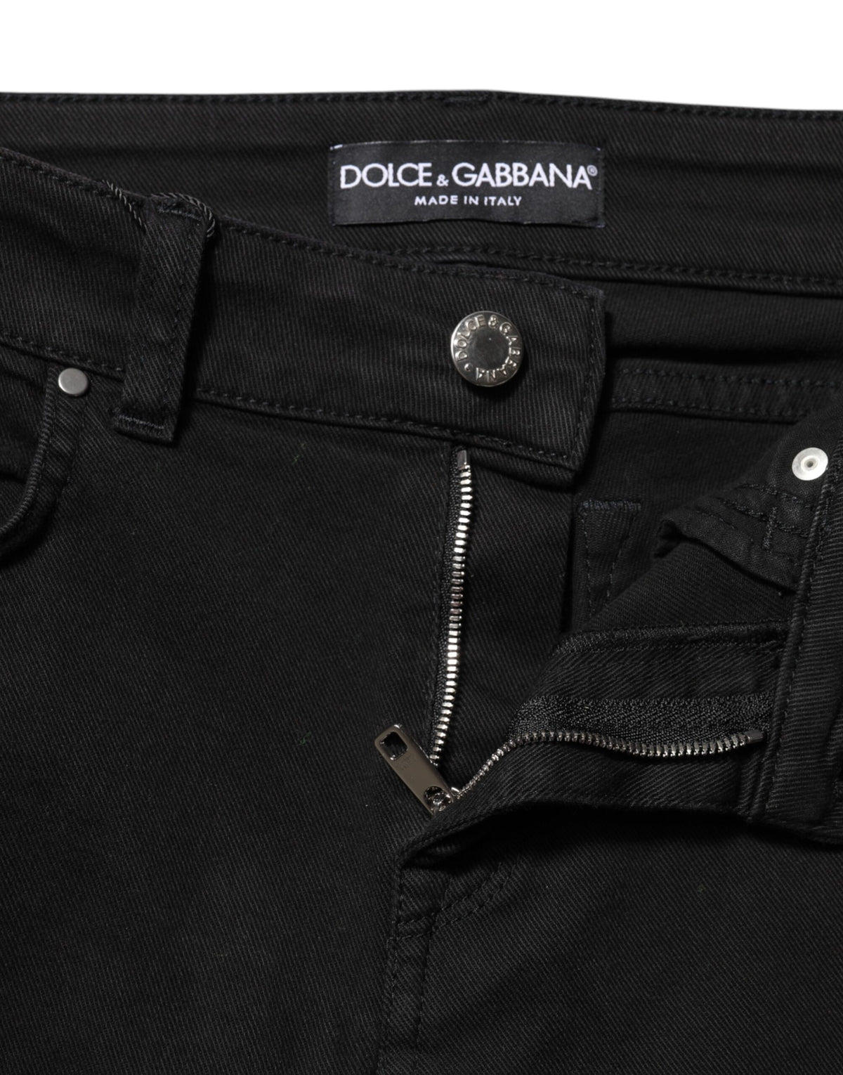 Black Cotton Logo Skinny Mid Waist Denim Jeans