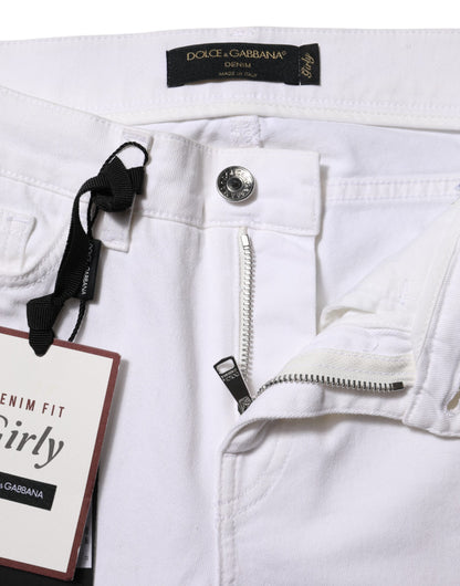White Floral Embroidery GIRLY Denim Jeans