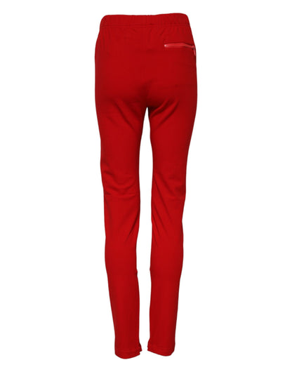 Red Mid Waist Slim Fit Pants