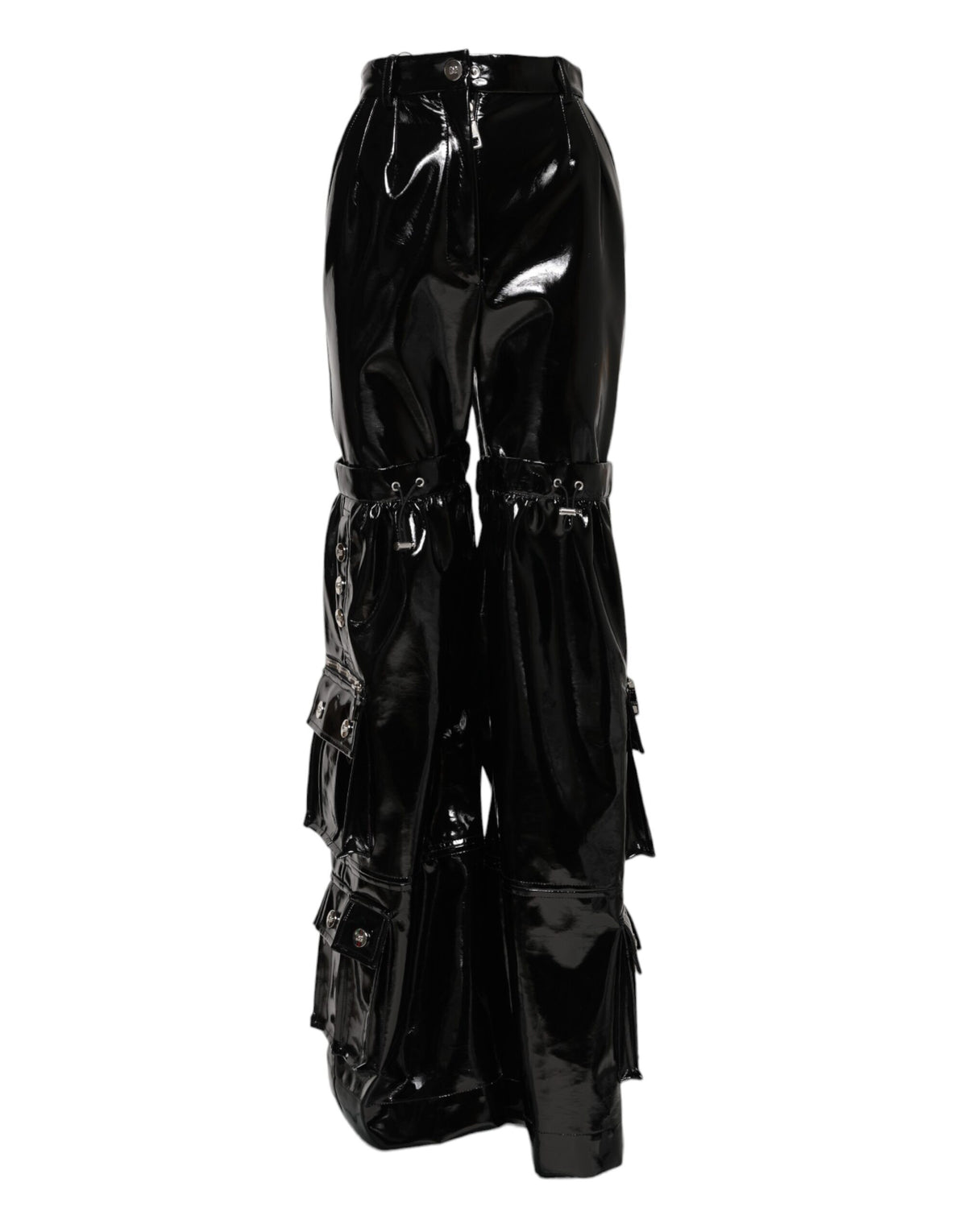 Black High Waist Cargo Bootcut Pants