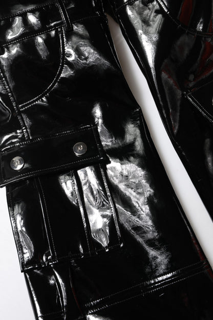 Black High Waist Cargo Bootcut Pants