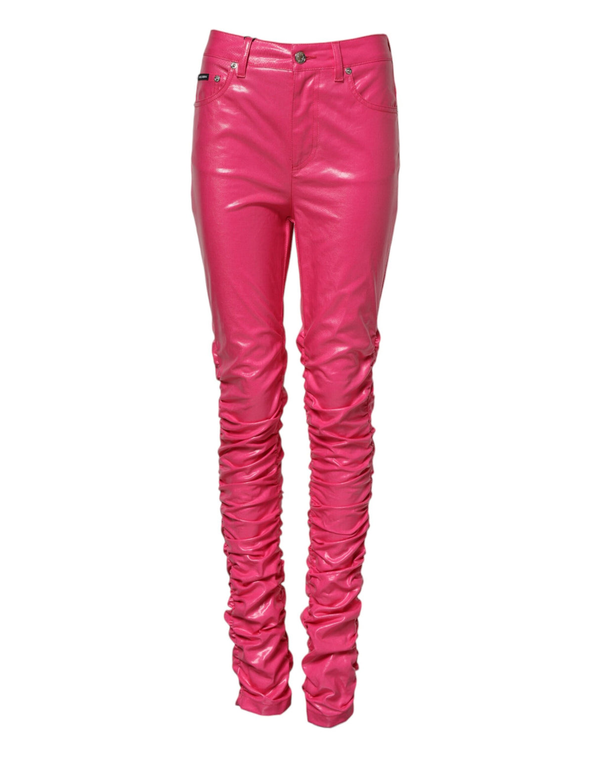 Pink Cotton High Waisted Skinny Denim Jeans
