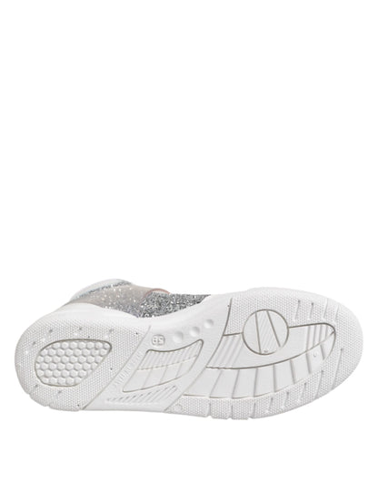 White Silver High Top Women Sneakers Shoes