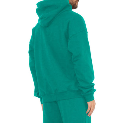 Green Cotton Men Hoodie