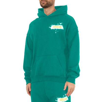 Green Cotton Men Hoodie