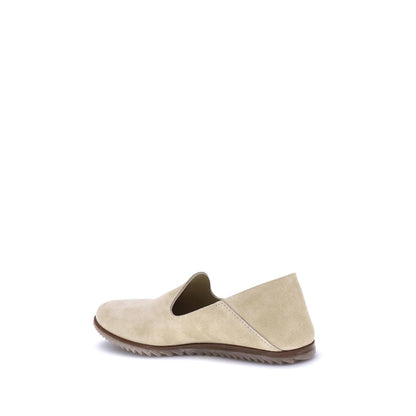 Beige Calf Leather Bos Taurus Slip-On Loafers