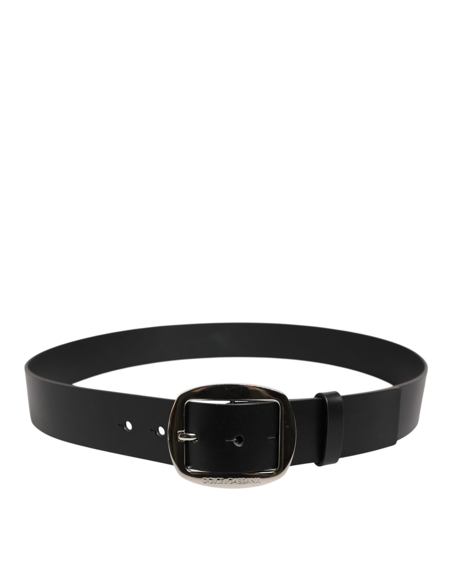 Black Leather Classic Metal Buckle Belt