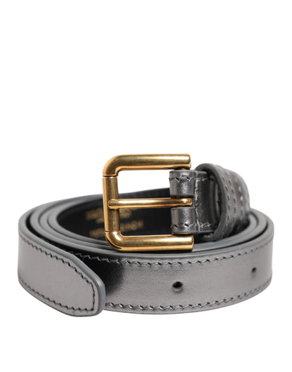Silver Logo Engraved Metal Waist Buckle Belt