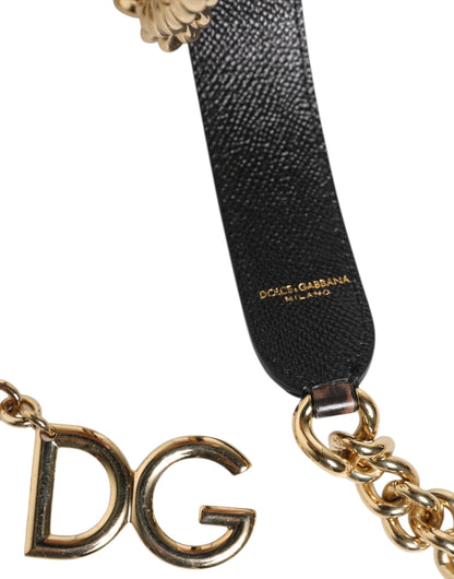 Brown Leopard Gold Brass Chain Accessory Shoulder Strap