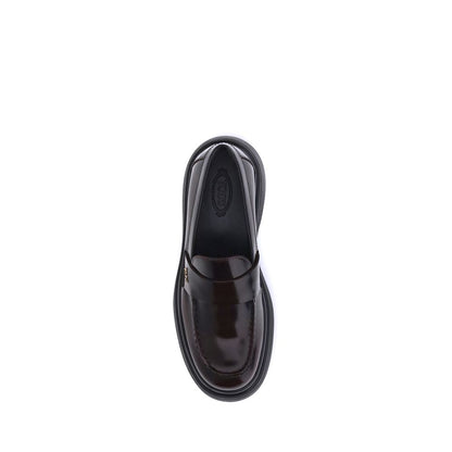 Brown Rubber Platform Loafers