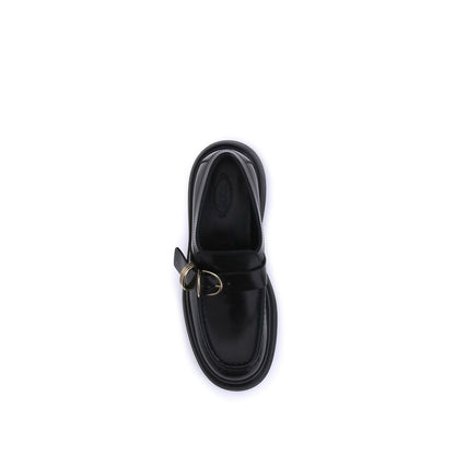 Black Rubber Platform Loafers